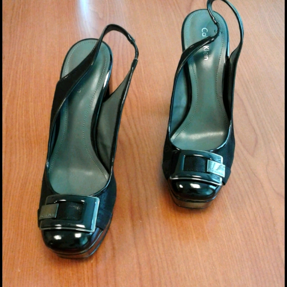 Calvin Klein Lissette black platform slingback